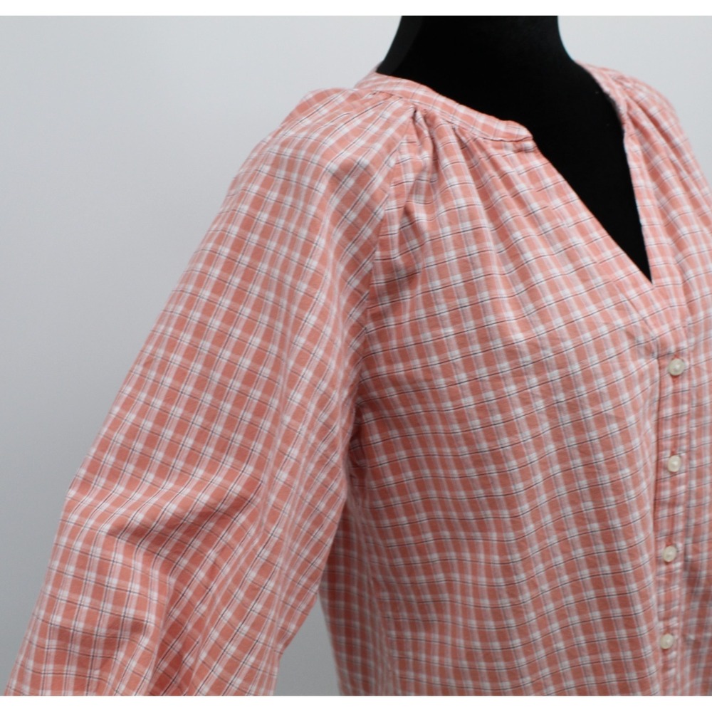 Levi's XSmall Top Lainey Blouse Mona Plaid Terra Cotta Orange 100% cotton EXC - Picture 7 of 10